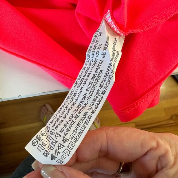 Pull & Bear Florescent Pink Sleeveless Cotton and Sheer Mesh Top Back Zip XS - Picture 6 of 10